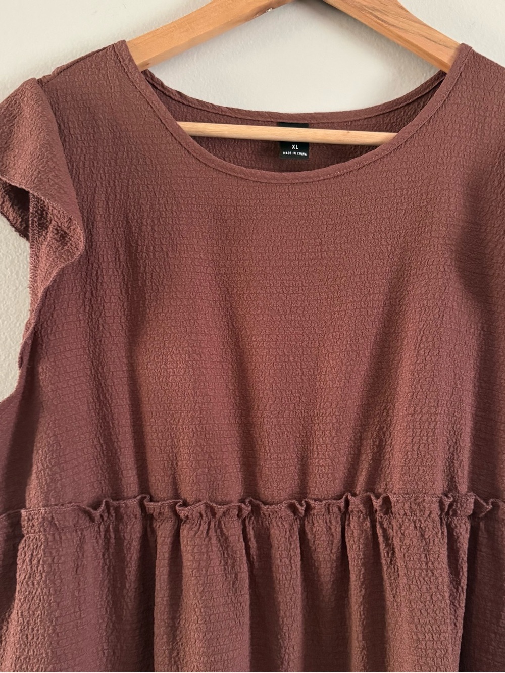 Textured Tiered Midi Dress in Brown - Picture 3 of 6